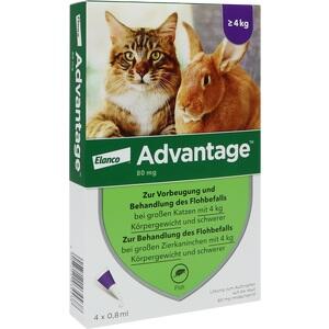 ADVANTAGE 80 mg f.gr.Katzen u.gr.Zierkaninchen 4X0.8 ml Preisvergleich