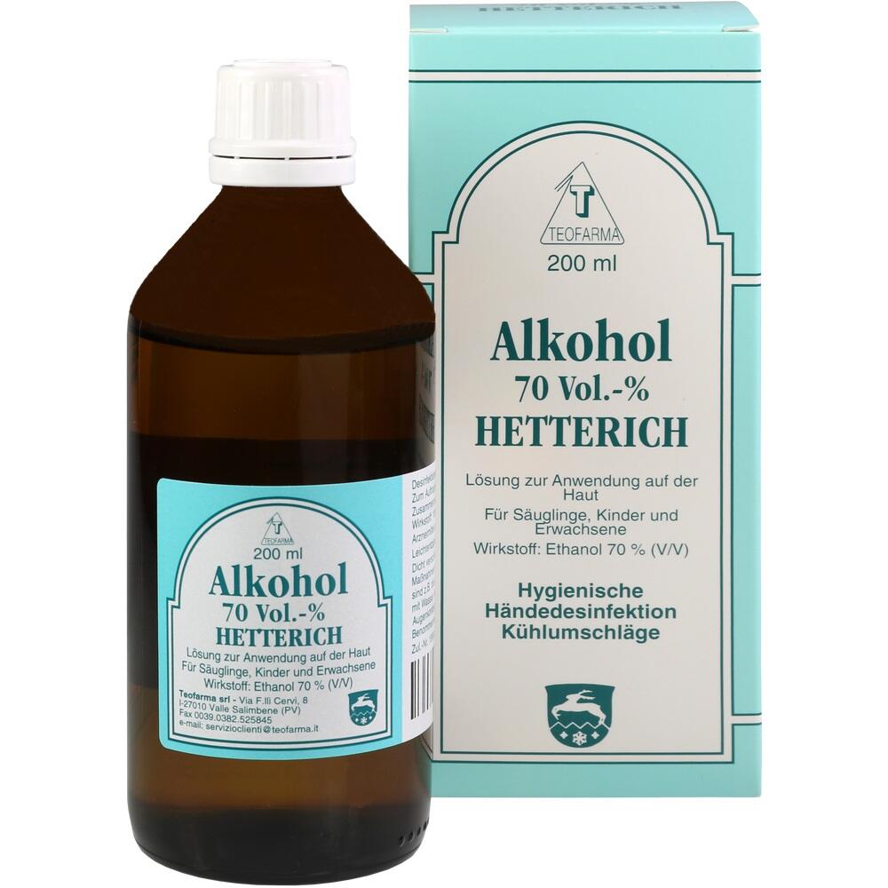 ALKOHOL 70% V/V Hetterich 200 ml - Haut- und Wunddesinfektion