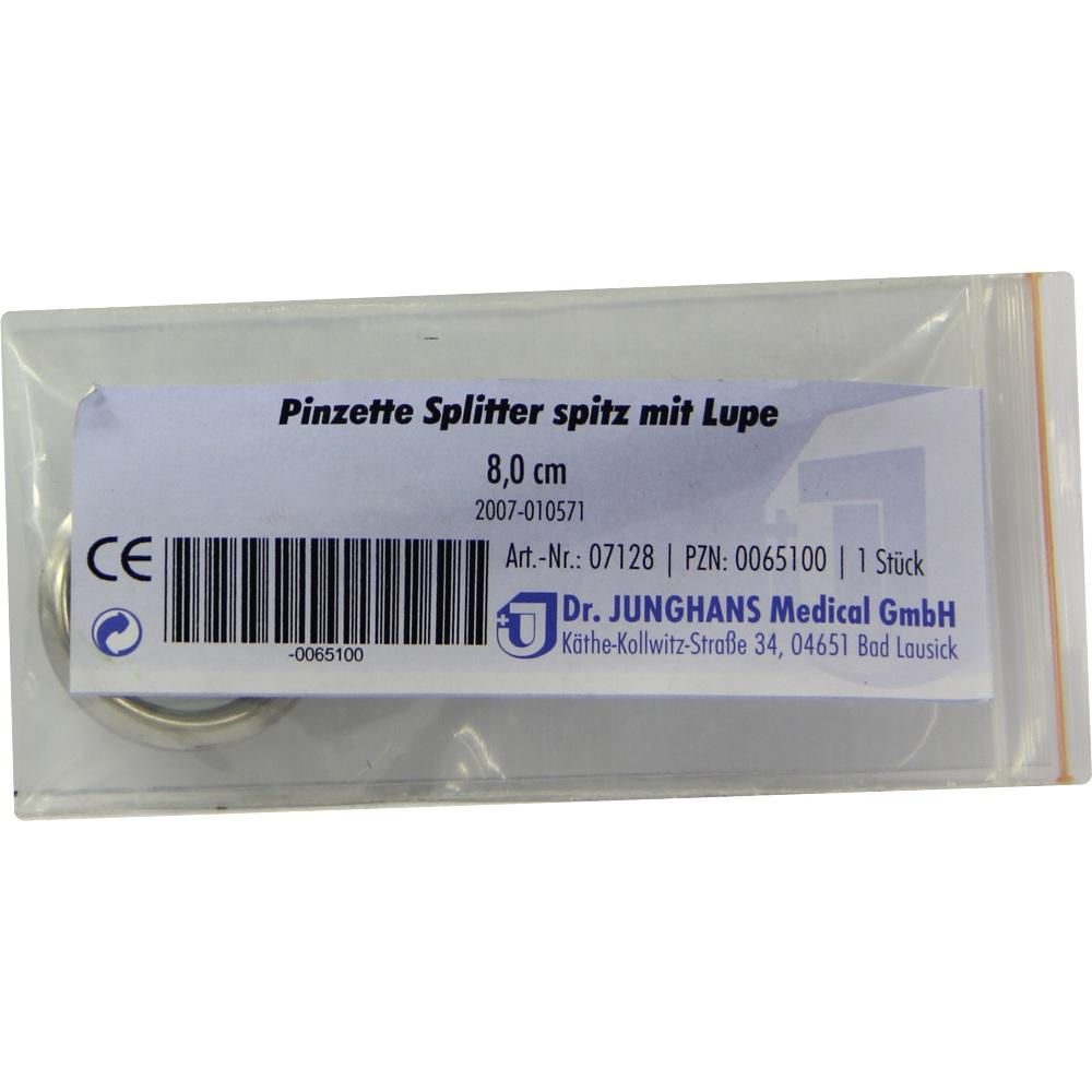 PINZETTE Splitter spitz mit Lupe 8 cm