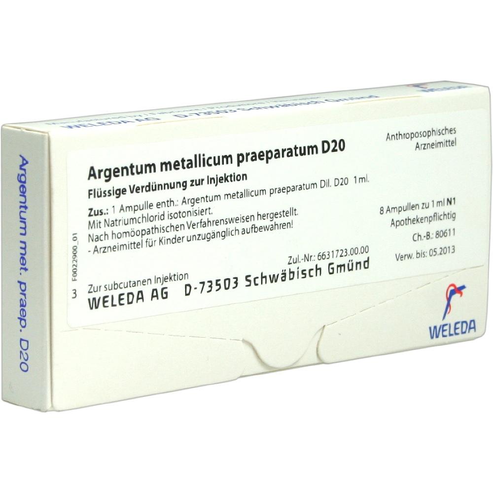 WELEDA ARGENTUM METALLICUM praeparatum D 20 Ampullen