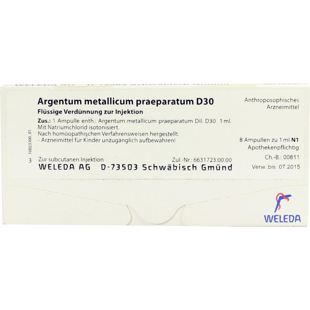 WELEDA ARGENTUM METALLICUM praeparatum D 30 Ampullen