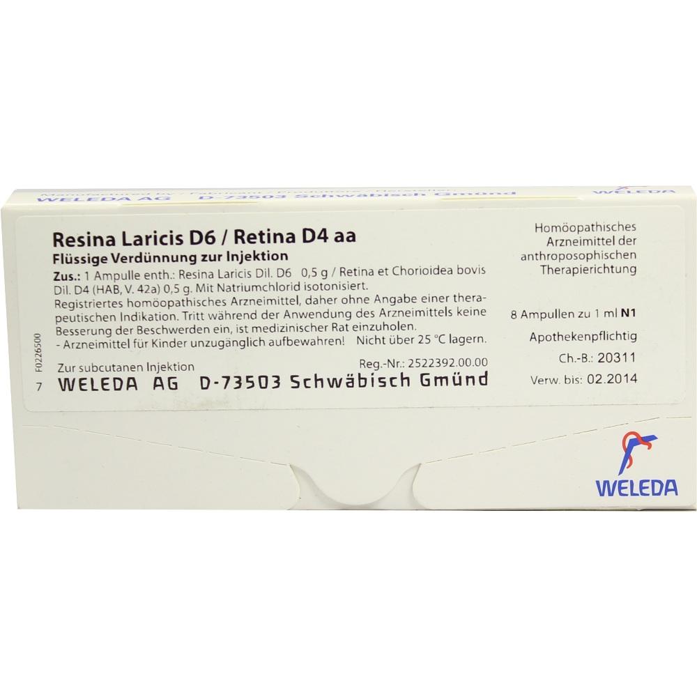 WELEDA RESINA LARICIS D 6/Retina D 4 aa Ampullen