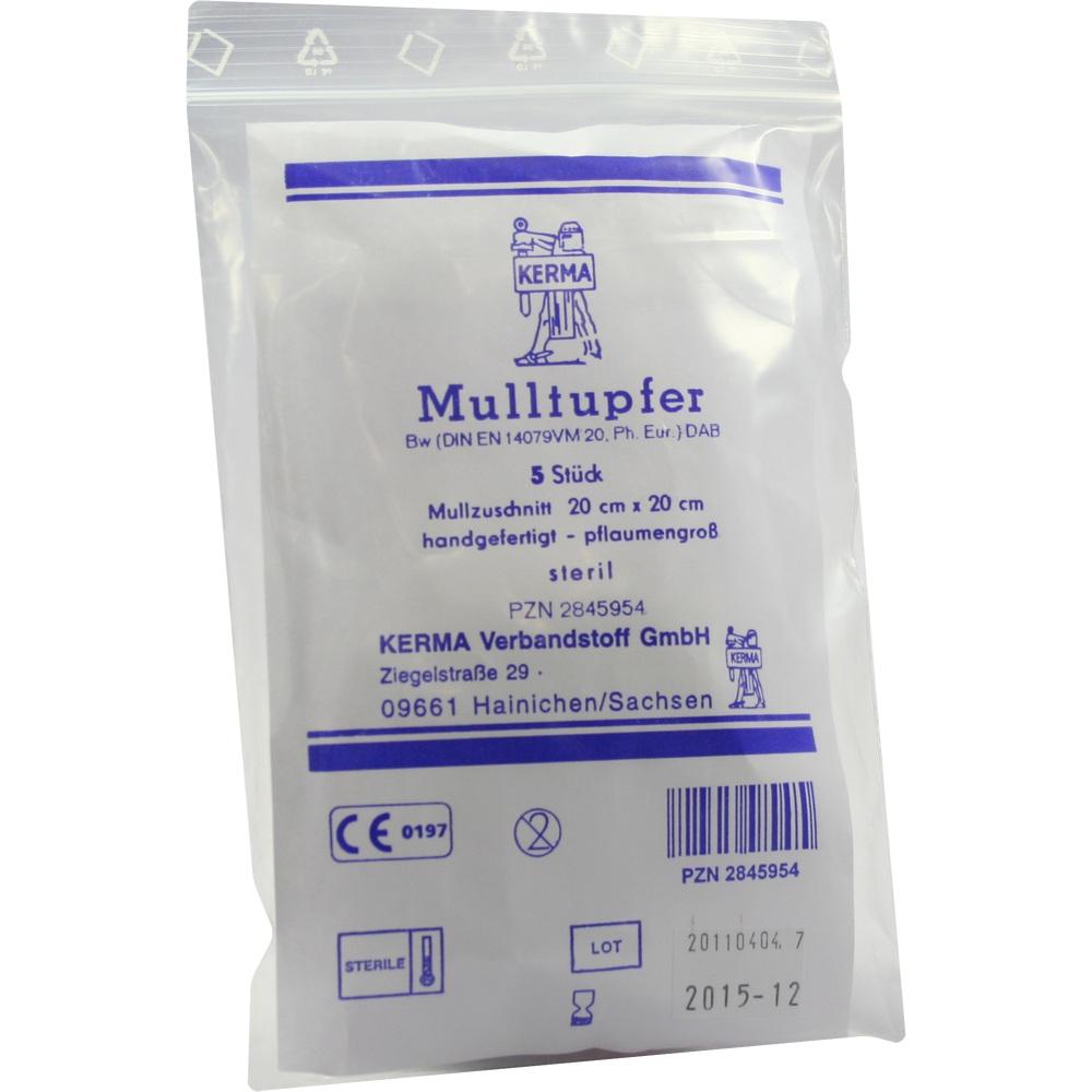 MULLTUPFER 20x20 cm pflaumengroß steril