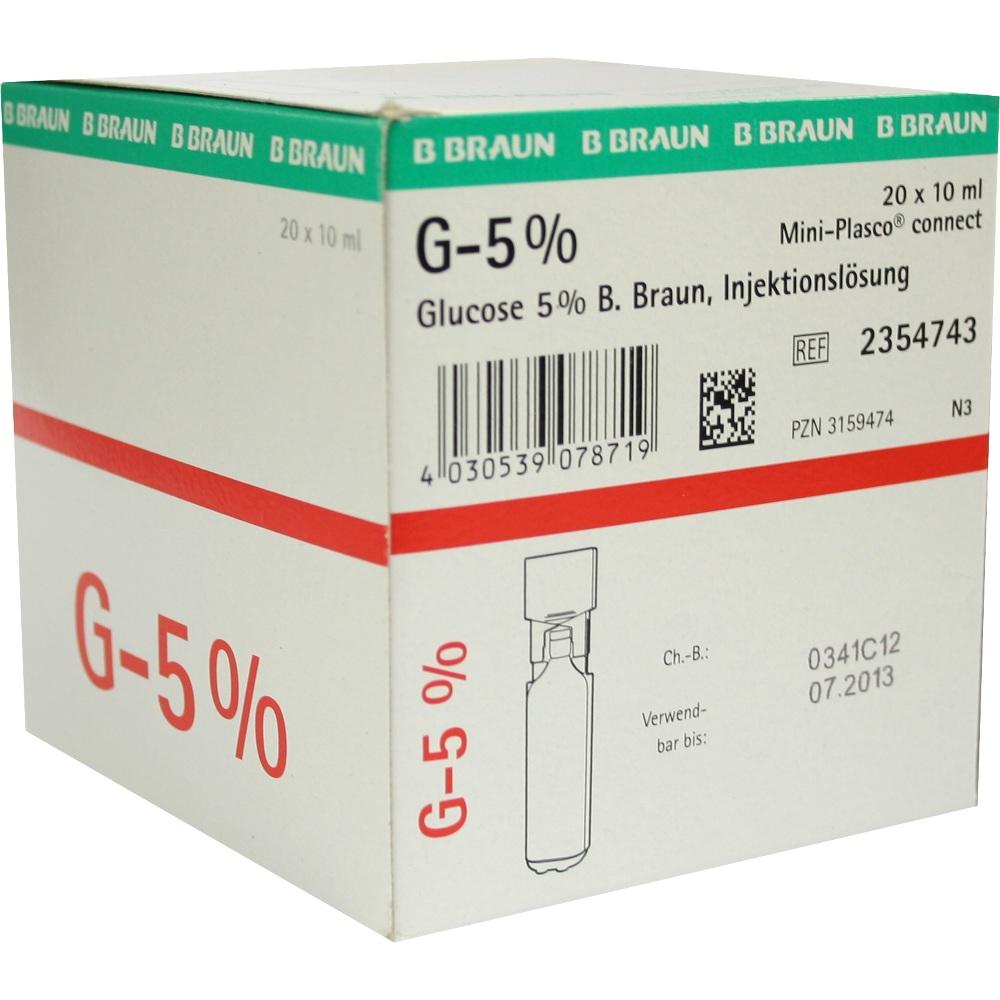 GLUCOSE 5% B.Braun Mini Plasco Connect Inj.-Lsg. Injektionslösung 20X10 ...