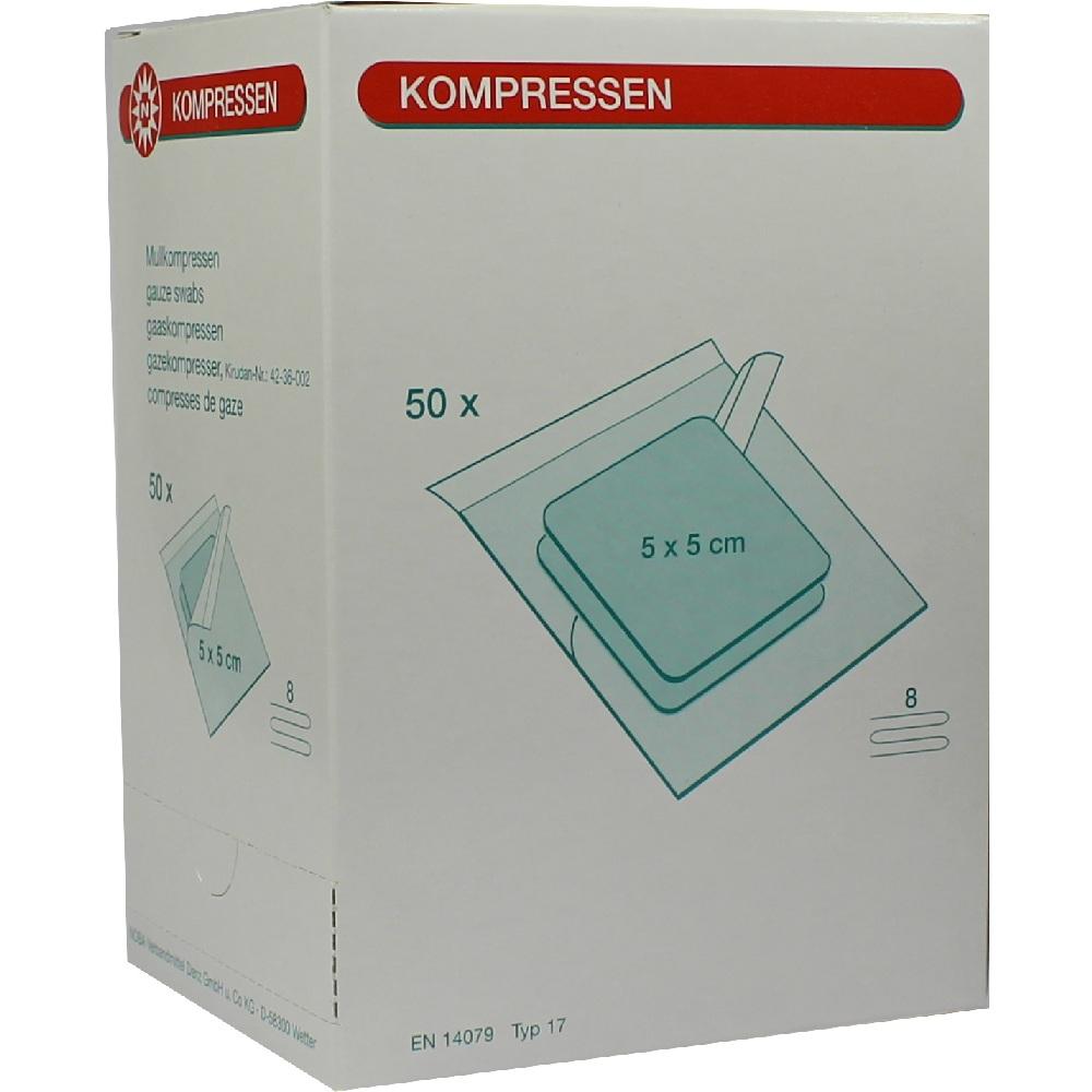 MULLKOMPRESSEN 5x5 cm steril 8fach