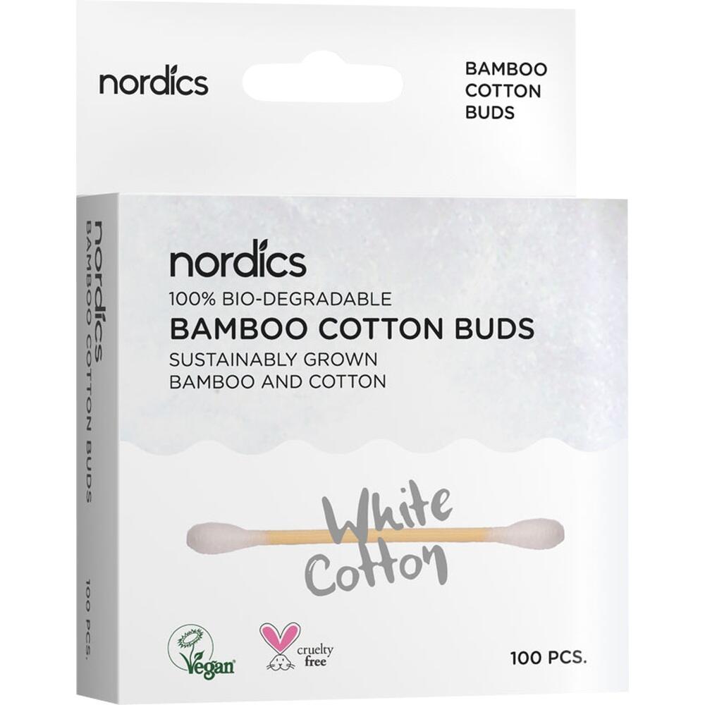 Bio Kosmetikstäbchen Bambus mit Bio Baumwolle weiß Nordics