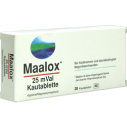 Verpackungsbild (Packshot) von MAALOX 25 mVal Kautabletten