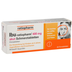 Verpackungsbild (Packshot) von IBU-RATIOPHARM 400 mg akut Schmerztbl.Filmtabl.