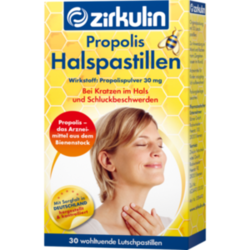 Verpackungsbild(Packshot) von ZIRKULIN Propolis Halspastillen