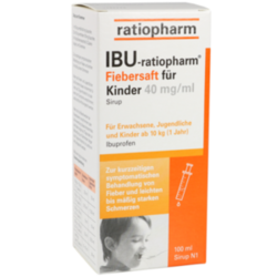 Verpackungsbild (Packshot) von IBU-RATIOPHARM Fiebersaft für Kinder 40 mg/ml