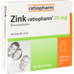Verpackungsbild (Packshot) von ZINK-RATIOPHARM 25 mg Brausetabletten