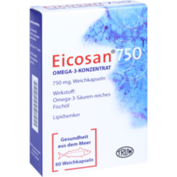Verpackungsbild (Packshot) von EICOSAN 750 Omega-3 Konzentrat Weichkapseln