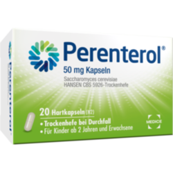 Verpackungsbild (Packshot) von PERENTEROL 50 mg Kapseln