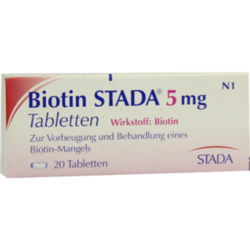 Verpackungsbild(Packshot) von BIOTIN STADA 5 mg Tabletten