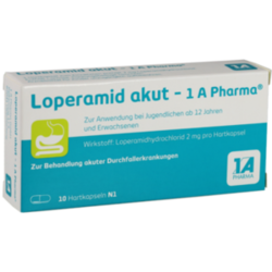 Verpackungsbild (Packshot) von LOPERAMID akut-1A Pharma Hartkapseln
