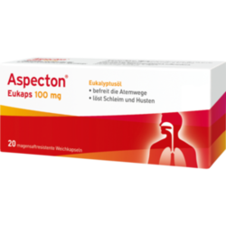 Verpackungsbild(Packshot) von ASPECTON Eukaps 100 mg magensaftres.Weichkapseln