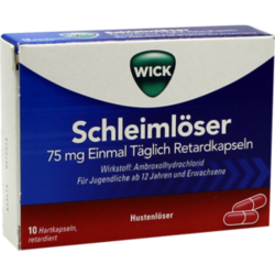 Verpackungsbild (Packshot) von WICK Schleimlöser 75 mg einmal täglich Retardkaps.