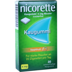 Verpackungsbild (Packshot) von NICORETTE Kaugummi 4 mg freshfruit