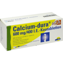 Verpackungsbild (Packshot) von CALCIUM DURA Vit D3 600 mg/400 I.E. Kautabletten