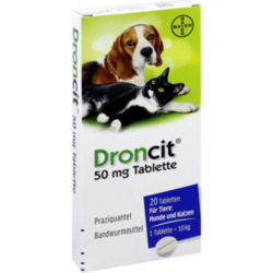 Verpackungsbild (Packshot) von DRONCIT 50 mg Tabletten für Hunde/Katzen