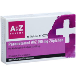 Verpackungsbild (Packshot) von PARACETAMOL AbZ 250 mg Zäpfchen