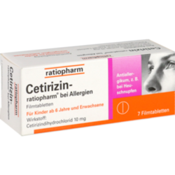 Verpackungsbild (Packshot) von CETIRIZIN-ratiopharm bei Allergien 10 mg Filmtabl.