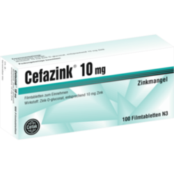 Verpackungsbild (Packshot) von CEFAZINK 10 mg Filmtabletten