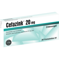 Verpackungsbild (Packshot) von CEFAZINK 20 mg Filmtabletten