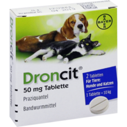Verpackungsbild (Packshot) von DRONCIT 50 mg Tabletten für Hunde/Katzen