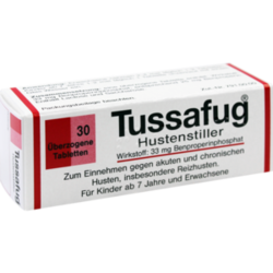 Verpackungsbild (Packshot) von TUSSAFUG überzogene Tabletten