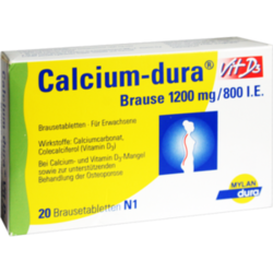 Verpackungsbild (Packshot) von CALCIUM DURA Vit D3 Brause 1200 mg/800 I.E.