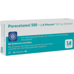 Verpackungsbild (Packshot) von PARACETAMOL 500-1A Pharma Tabletten