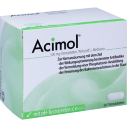 Verpackungsbild (Packshot) von ACIMOL mit pH Teststreifen Filmtabletten