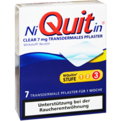 Verpackungsbild (Packshot) von NIQUITIN Clear 7 mg transdermale Pflaster
