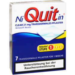 Verpackungsbild (Packshot) von NIQUITIN Clear 21 mg transdermale Pflaster