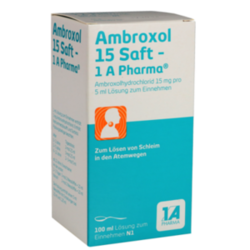 Verpackungsbild (Packshot) von AMBROXOL 15 Saft-1A Pharma