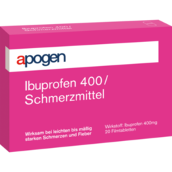 Verpackungsbild (Packshot) von APOGEN Ibuprofen 400 Schmerzmittel Filmtabletten