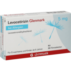Verpackungsbild (Packshot) von LEVOCETIRIZIN Glenmark 5 mg Filmtabletten