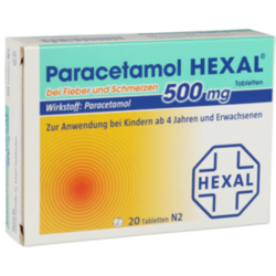 Verpackungsbild (Packshot) von PARACETAMOL 500 mg HEXAL b.Fieber u.Schmerzen Tab.