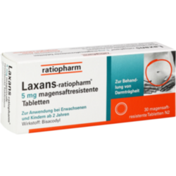 Verpackungsbild(Packshot) von LAXANS-ratiopharm 5 mg magensaftres.Tabletten