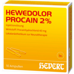Verpackungsbild (Packshot) von HEWEDOLOR Procain 2% Injektionslösung in Ampullen