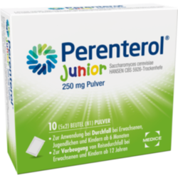 Verpackungsbild (Packshot) von PERENTEROL Junior 250 mg Pulver Btl.
