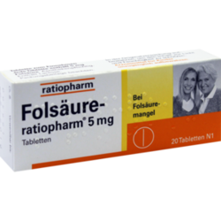 Verpackungsbild (Packshot) von FOLSÄURE-RATIOPHARM 5 mg Tabletten