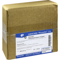 Verpackungsbild (Packshot) von LIDOCAIN Presselin 1% Injektionslösung Ampullen