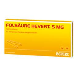 Verpackungsbild (Packshot) von FOLSÄURE HEVERT 5 mg Ampullen