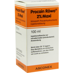 Verpackungsbild(Packshot) von PROCAIN Röwo 2% Maxi Injektionsflaschen