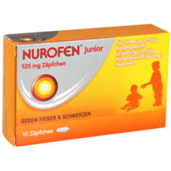 Verpackungsbild (Packshot) von NUROFEN Junior 125 mg Zäpfchen