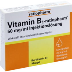 Verpackungsbild (Packshot) von VITAMIN B1-RATIOPHARM 50 mg/ml Inj.Lsg.Ampullen