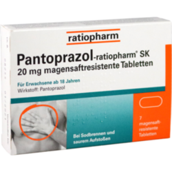 Verpackungsbild (Packshot) von PANTOPRAZOL-ratiopharm SK 20 mg magensaftres.Tabl.