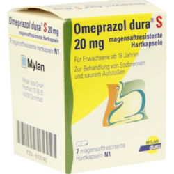 Verpackungsbild (Packshot) von OMEPRAZOL dura S 20 mg magensaftresist.Hartkapseln